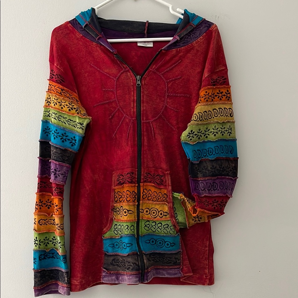 Red and Purple Zip-Up Hoodie by Greater Good